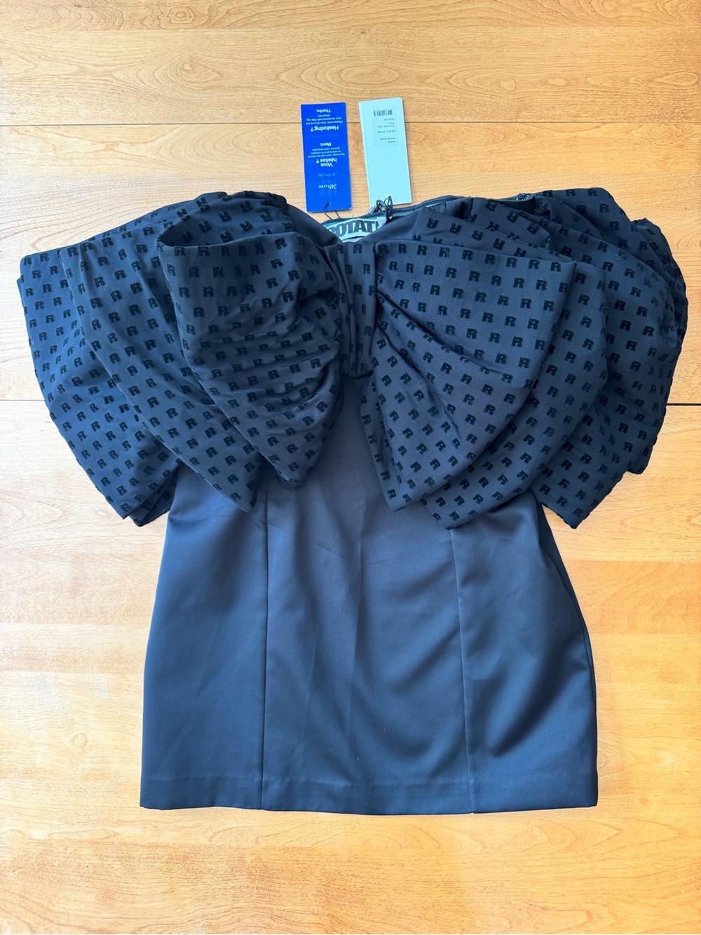 NWT ROTATE BIRGER CHRISTENSEN Natalie Satin Mini Dress With Flocked Bow